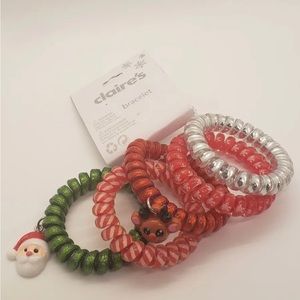 Claires Christmas Bracelet 5 pack Santa & Reindeer Charms Multi-Color
